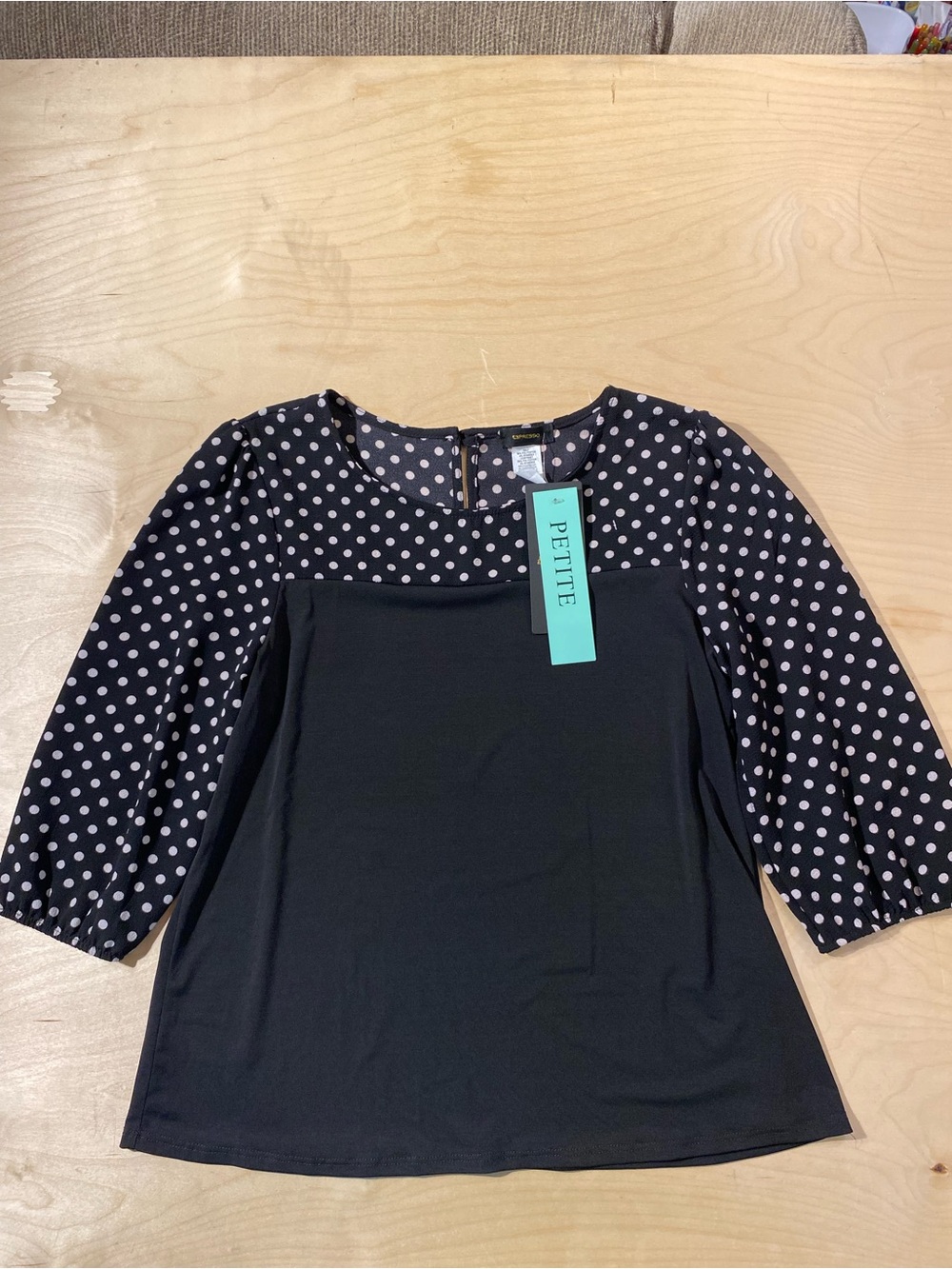 Espresso Black Polka Dot Sleeve Blouse PXL (RV) - Picture 5 of 9